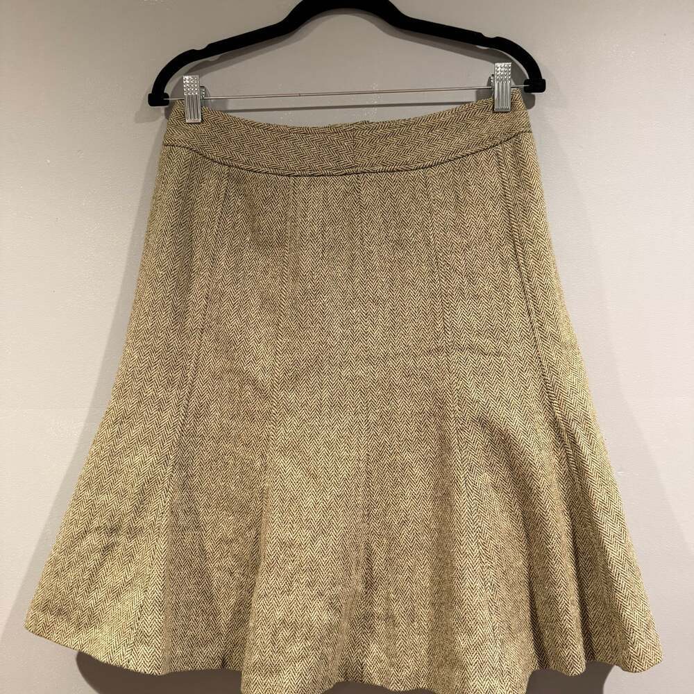 Ann Taylor Loft Skirt Womens Green Wool Silk Blend Mermaid Lined 22” Long Zip